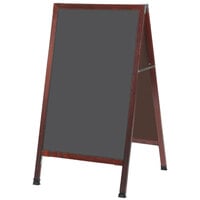 Aarco MA-1SS 42" x 24" Cherry A-Frame Sign Board with Slate Gray Write-On Porcelain Chalk Board