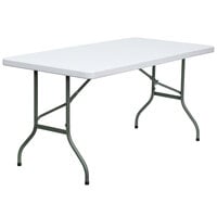 Flash Furniture DAD-YCZ-152-GG 30" x 60" Granite White Heavy-Duty Molded Plastic Folding Table