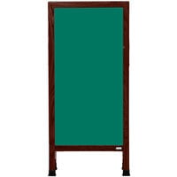 Aarco MA-311SG 42" x 18" Cherry A-Frame Sign Board with Green Write-On Porcelain Chalk Board