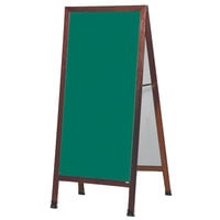 Aarco MLA1G 68" x 30" Cherry A-Frame Sign Board with Green Write-On Chalk Board