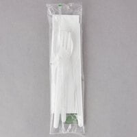 Eco-Products EP-S015 Plantware 6" White Individually Wrapped Compostable Plastic Cutlery Kit with Fork, Knife, Spoon, and Napkin - 250/Case