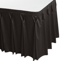 Snap Drape 5412EG29W3-512 Wyndham 17' 6" x 29" Charcoal Bow Tie Pleat Table Skirt with Velcro® Clips