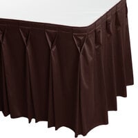 Snap Drape 5412EG29W3-005 Wyndham 17' 6" x 29" Brown Bow Tie Pleat Table Skirt with Velcro® Clips