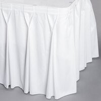 Snap Drape 5412CE29W3-010 Wyndham 13' x 29" White Bow Tie Pleat Table Skirt with Velcro® Clips