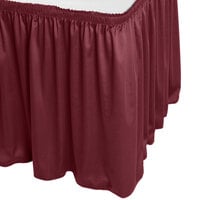 Snap Drape 5412CE29S3-046 Wyndham 13' x 29" Burgundy Shirred Pleat Table Skirt with Velcro® Clips