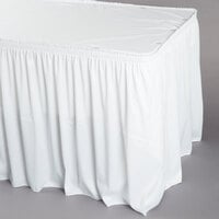 Snap Drape 5412EG29S3-010 Wyndham 17' 6" x 29" White Shirred Pleat Table Skirt with Velcro® Clips
