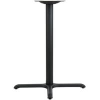 BFM Seating 30" x 30" Sand Black Stamped Steel Counter Height Cross Table Base, 3" Column