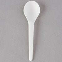 Eco-Products EP-S014 Plantware 6" White Compostable Plastic Soup Spoon - 50/Pack