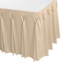 Snap Drape 5412EG29W3-235 Wyndham 17' 6" x 29" Cream Bow Tie Pleat Table Skirt with Velcro® Clips