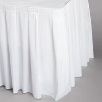 Snap Drape 5412EG29B3-010 Wyndham 17' 6" x 29" White Box Pleat Table Skirt with Velcro® Clips