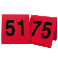 Cal-Mil 226-2 3" x 3" Red / Black Double-Sided Number Table Tents - 51 to 75