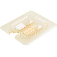 Cambro 80HPCHN150 1/8 Size Amber High Heat Handled Flat Lid with Spoon Notch