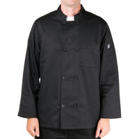 Chef Revival Bronze J071 Unisex Black Customizable Chef Jacket with Chest Pocket - 2X