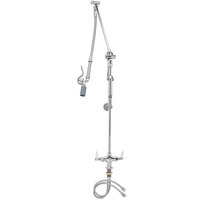 T&S B-0117 Deck Mounted 42" High Pre-Rinse Faucet with Flex Inlets, Roto-Flex Support, Low-Flow Spray Valve, and Wall Bracket