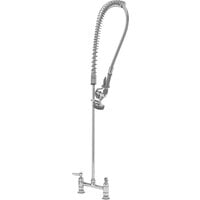 T&S B-0123 EasyInstall Deck Mounted 41 3/4" High Pre-Rinse Faucet with Adjustable 8" Centers, and 44" Hose