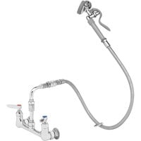 T&S B-0167-HH Wall Mounted Mixing Faucet with 8" Centers and Pre-Rinse Spray Valve