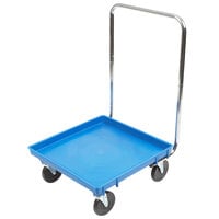 Vollrath Traex® 21" x 21" Blue Rack Dolly with 30" Chrome-Plated Handle