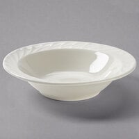 Tuxton MED-064 Meridian 8 oz. Eggshell Embossed Swirl Rim China Grapefruit Bowl / Dish - 36/Case