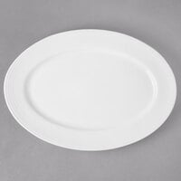 Reserve by Libbey 911196008 Repetition 14 1/2" x 10 1/4" Aluma White Medium Rim Porcelain Platter - 12/Case