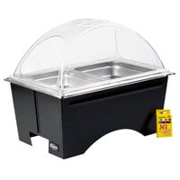 Sterno Full Size ChalkBoard Fold-Away WindGuard Chafer with Black Matte Finish, Two 1/2 Size Pans, and Clear Dome Lid
