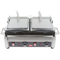 Cecilware SG2LG Double Panini Sandwich Grill with Grooved Grill Surfaces - 14 1/2" x 9" Cooking Surface - 240V, 3200W