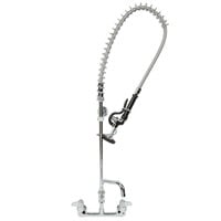 Equip by T&S 5PR-8W06 Wall Mounted 35 3/4" High Pre-Rinse Faucet with 8" Adjustable Centers, 44" Hose, 6 1/8" Add-On Faucet, and 6" Wall Bracket