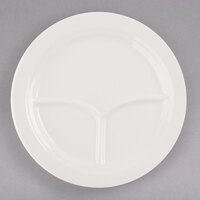 Libbey 950093763 Flint 10" Ivory (American White) Porcelain Compartment Plate - 12/Case