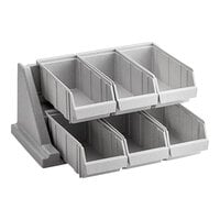 Cambro 6RS6480 Speckled Gray Versa Self Serve Condiment Bin Stand Set with 2-Tier Stand and 12" Condiment Bins