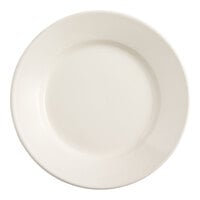 Acopa 7 1/8" Ivory (American White) Wide Rim Rolled Edge Stoneware Plate - 12/Pack