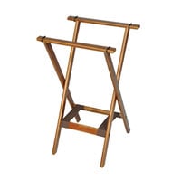 CSL 1170BSO-1 Deluxe 30" Dark Walnut Wood Tray Stand with Brown Bottom Straps