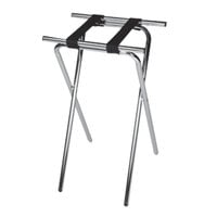 CSL 1053C Deluxe 31" Chrome Steel Tray Stand with Black Straps - 6/Pack