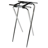 CSL 1036-1 Back Saver 36" Chrome Extra Tall Steel Tray Stand with Black Straps