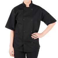 Mercer Culinary Millennia® Unisex Black Customizable Short Sleeve Cook Jacket M60013BK - L