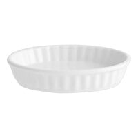 Acopa 5 oz. Oval Bright White Fluted Porcelain Souffle / Creme Brulee Dish - 12/Pack