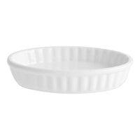 Acopa 6 oz. Oval Bright White Fluted Porcelain Souffle / Creme Brulee Dish - 12/Pack