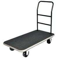 CSL 2100GY-090-BLK 37" x 43" x 22" Black Carpet General Purpose Customizable Utility Cart with 5" Polyurethane Casters
