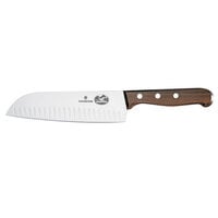 Victorinox 6.8520.17-X2 7" Granton Edge Santoku Knife with Wood Handle