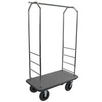 CSL 2000GY-080 43" x 23" x 72 1/2" Easy-Mover Chrome Series Gray Carpeted Customizable Luggage Cart with 8" Black Semi-Pneumatic Casters