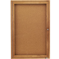 Quartet Enclosed Cork Board with Oak Frame