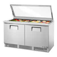 True TFP-64-24M-FGLID 64 1/8" Mega Top-Hinged Glass Lid Refrigerated Sandwich Prep Table with Two Doors