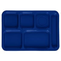 Carlisle P614R14 10" x 14" Right Handed Polypropylene Blue 6 Compartment Tray