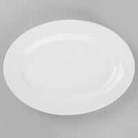 Libbey 840-520R-10 Porcelana 9 3/4" x 7 1/4" Oval Bright White Wide Rim Porcelain Platter - 24/Case