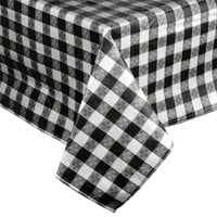 Intedge 52" x 90" Black Gingham Vinyl Table Cover with Flannel Back