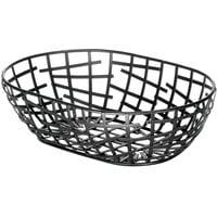 Tablecraft BC7409 Complexity Collection Black Powder Coated Metal Oval Basket - 9" x 6" x 2"