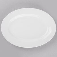Libbey 840-520R-11 Porcelana 11 3/4" x 8 1/2" Oval Bright White Wide Rim Porcelain Platter - 12/Case