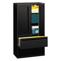 HON 785LSP 700 Series Black Storage Cabinet with Two Lateral Filing Drawers - 36" x 19 1/4" x 67"