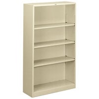 HON S60ABCL Putty 4 Shelf Metal Bookcase - 34 1/2" x 12 5/8" x 59"