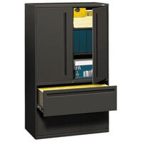 HON 795LSS 700 Series Charcoal Storage Cabinet with Two Lateral Filing Drawers - 42" x 19 1/4" x 67"