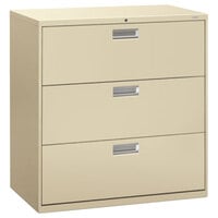 HON 693LL 600 Series Putty Three-Drawer Lateral Filing Cabinet - 42" x 19 1/4" x 40 7/8"