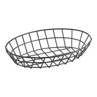 Clipper Mill by GET 4-34418 12" x 8 1/2" Black Poly Coated Iron Oval Wire Grid Basket